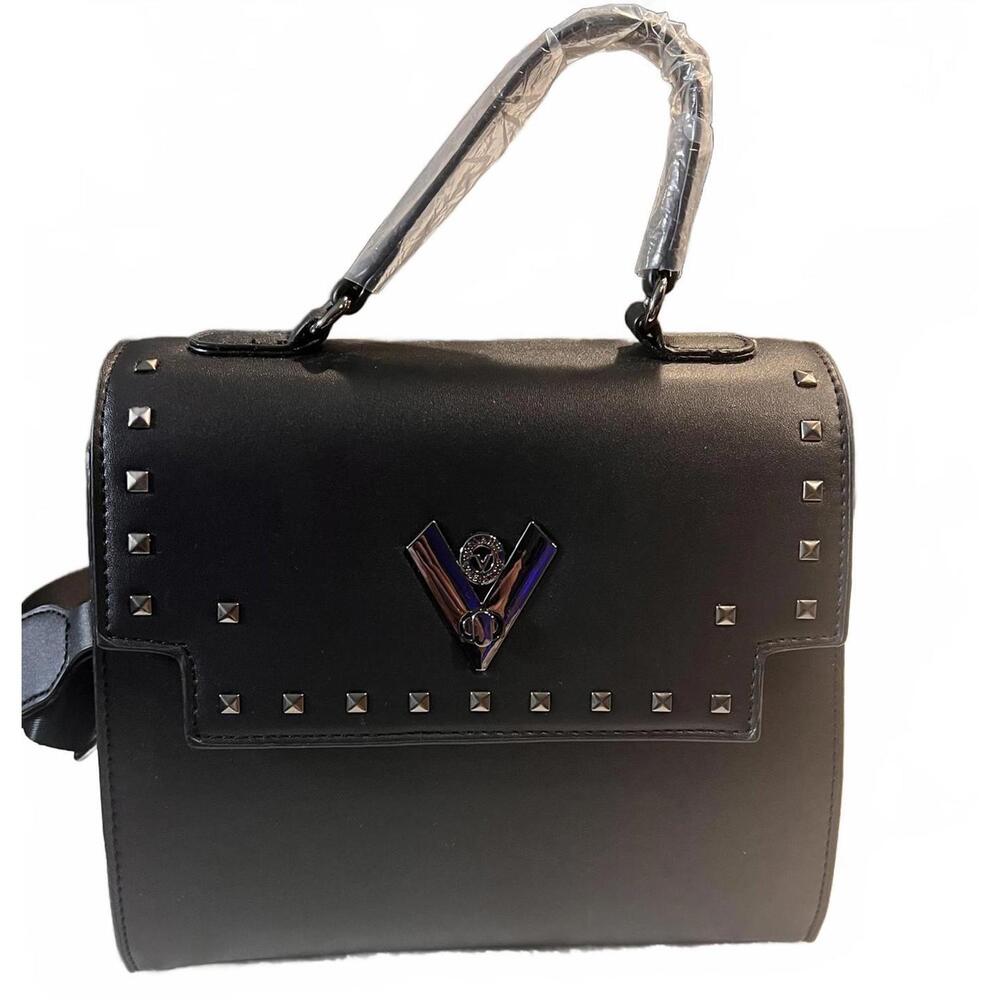 Orlando Valentino Black Leather Studded Satchel Bag